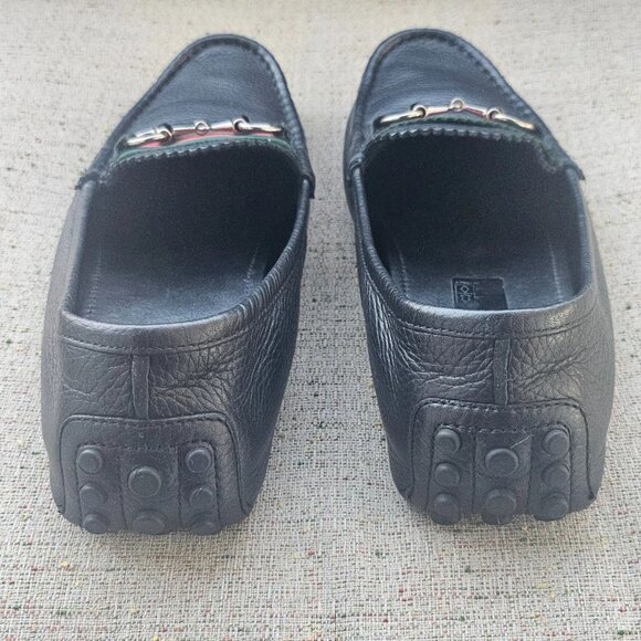 Gucci Men Shoes Slip On Loafer Black Leather Upper Made in Italy Size 40.5 Auth - Picture 8 of 15